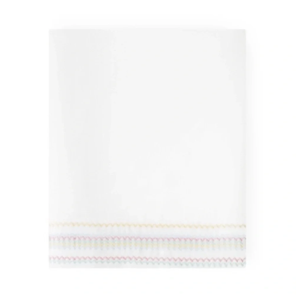 NWT Sky Chevron Multi Embroidered Flat Sheet, Full/Queen New w/Tag